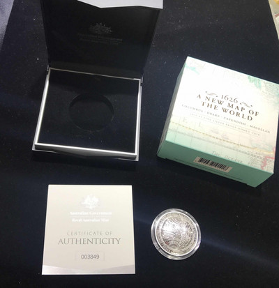 【随心拍&GetCoin】现代金银币拍卖第二十九期 澳大利亚2019年1626年新世界地图曲面精制纪念银币【系列第二枚】