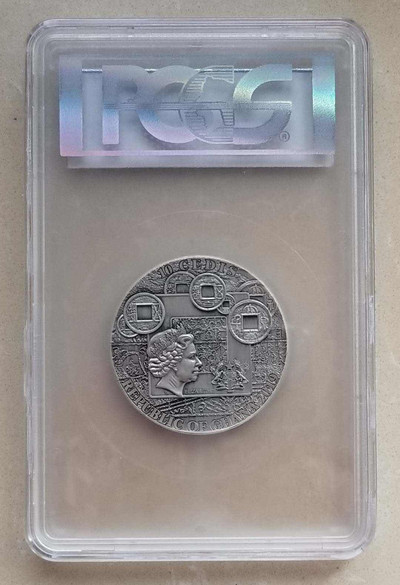 【随心拍&GetCoin】现代金银币拍卖第二十九期 加纳2019年义气千秋关云长2盎司仿古银币PCGS69首发标签带证书包装。