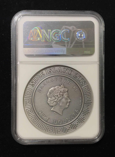 【随心拍&GetCoin】现代金银币拍卖第二十九期 纽埃2018年半神2珀尔修斯战美杜莎啊2盎司镶嵌银币NGC70