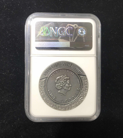【随心拍&GetCoin】现代金银币拍卖第二十九期 纽埃2019年太空采矿系列2镶嵌陨石达尔卡哈尔银币NGC70首期蓝标