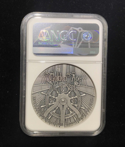 【随心拍&GetCoin】现代金银币拍卖第二十九期 喀麦隆2019年安妮女王复仇号高浮雕2盎司仿古银币NGC69