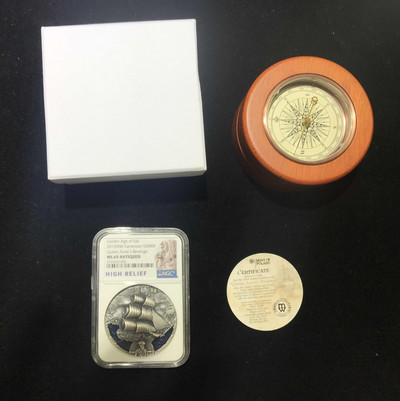 【随心拍&GetCoin】现代金银币拍卖第二十九期 喀麦隆2019年安妮女王复仇号高浮雕2盎司仿古银币NGC69