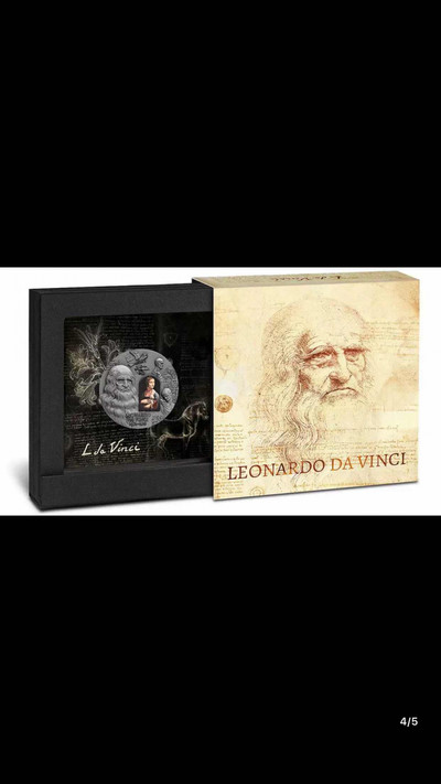 【随心拍&GetCoin】现代金银币拍卖第二十九期 喀麦隆2019年达芬奇500周年镶嵌高浮雕2盎司银币首期蓝标NGC70