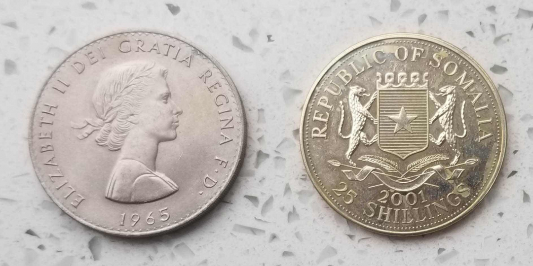 【随心拍&GetCoin】现代金银币拍卖第三十期 索马里维多利亚女王和英国丘吉尔克朗型镍币两枚，品如图。