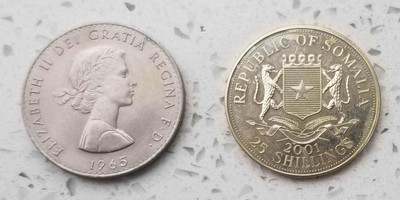 【随心拍&GetCoin】现代金银币拍卖第三十期 索马里维多利亚女王和英国丘吉尔克朗型镍币两枚，品如图。