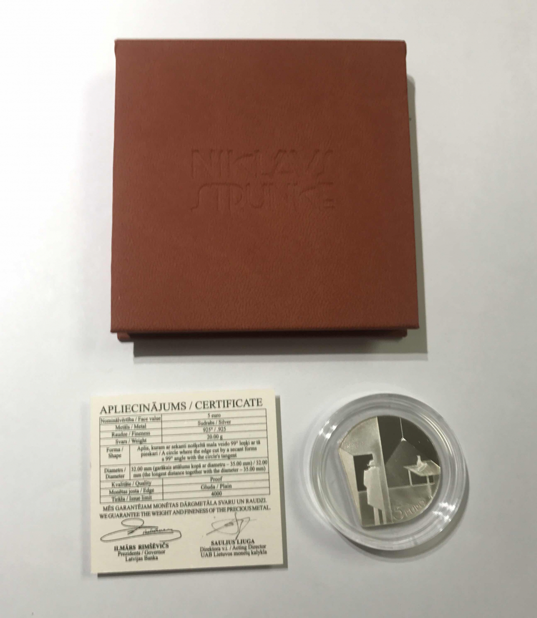 【随心拍&GetCoin】现代金银币拍卖第三十期 拉脱维亚2019年斯特鲁克《进入房间的人》异形银币