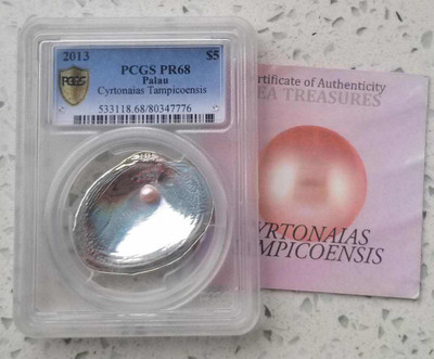 【随心拍&GetCoin】现代金银币拍卖第三十期 帕劳2013年玉蚌含珠异形幻彩银币25克PCGS68