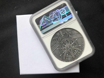 【随心拍&GetCoin】现代金银币拍卖第三十期 喀麦隆2019年安妮女王复仇号彩色高浮雕2盎司仿古纪念银币