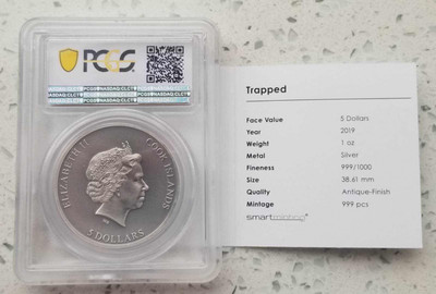 【随心拍&GetCoin】现代金银币拍卖第三十期 库克2019年困境与迷茫1盎司高浮雕纪念银币PCGS69