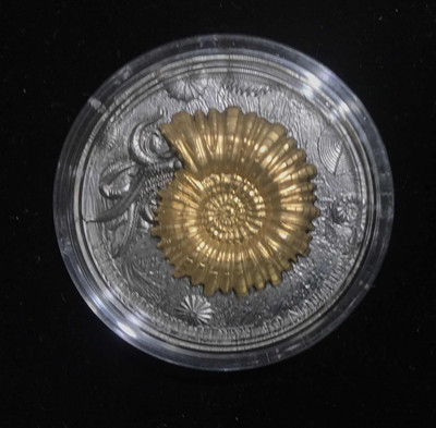 【随心拍&GetCoin】现代金银币拍卖第三十期 纽埃2018地球演化菊石目2盎司限量精制高浮雕镀金银币