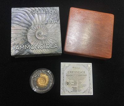 【随心拍&GetCoin】现代金银币拍卖第三十期 纽埃2018地球演化菊石目2盎司限量精制高浮雕镀金银币