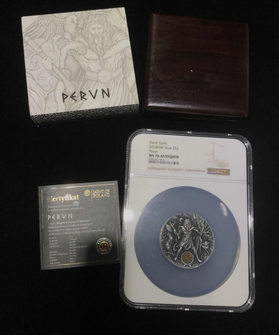 【随心拍&GetCoin】现代金银币拍卖第三十期 纽埃2018年2元 斯拉夫之神(1)雷神佩龙 2盎司银币NGC70