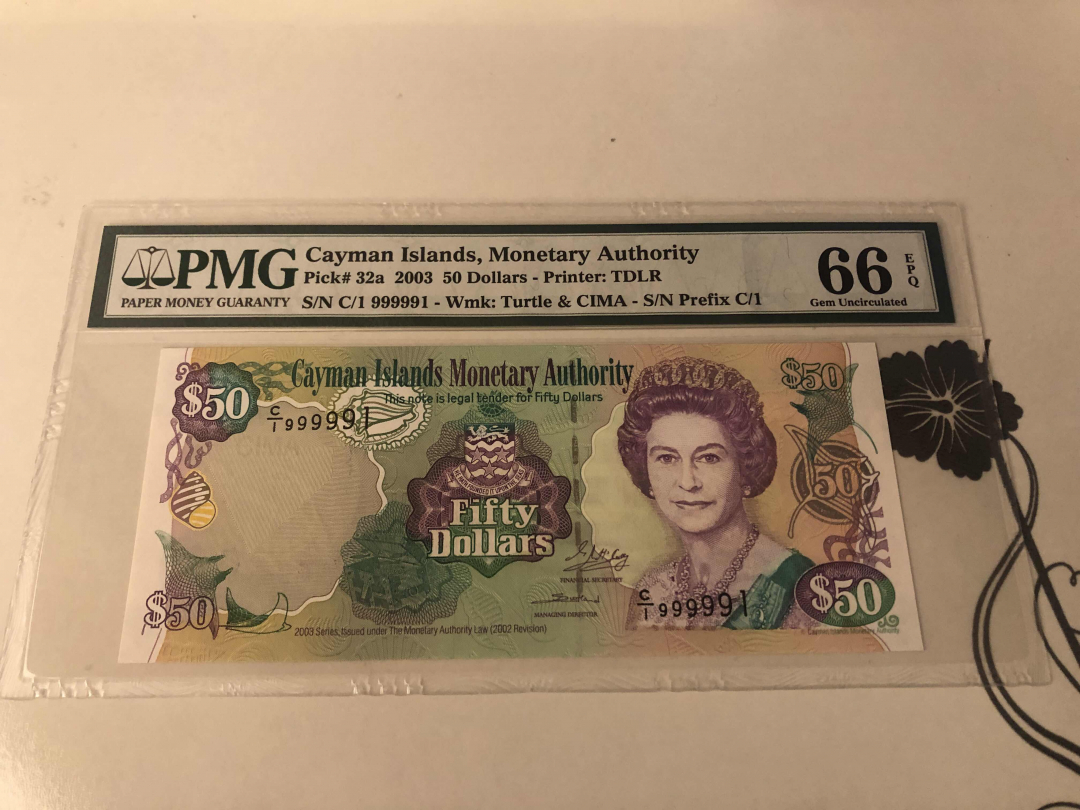 收藏联盟第九十七期拍卖 2003年开曼群岛50元的超级雷达号 PMG66E
