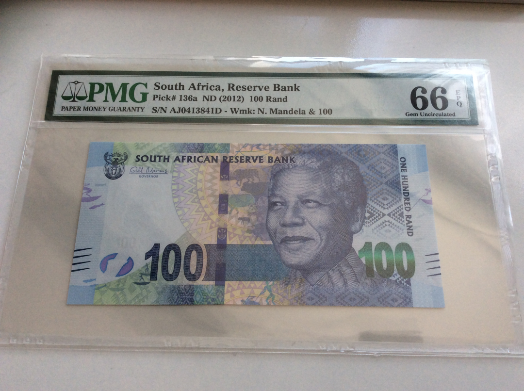 收藏联盟第九十七期拍卖 2012年南非100兰特 PMG66E