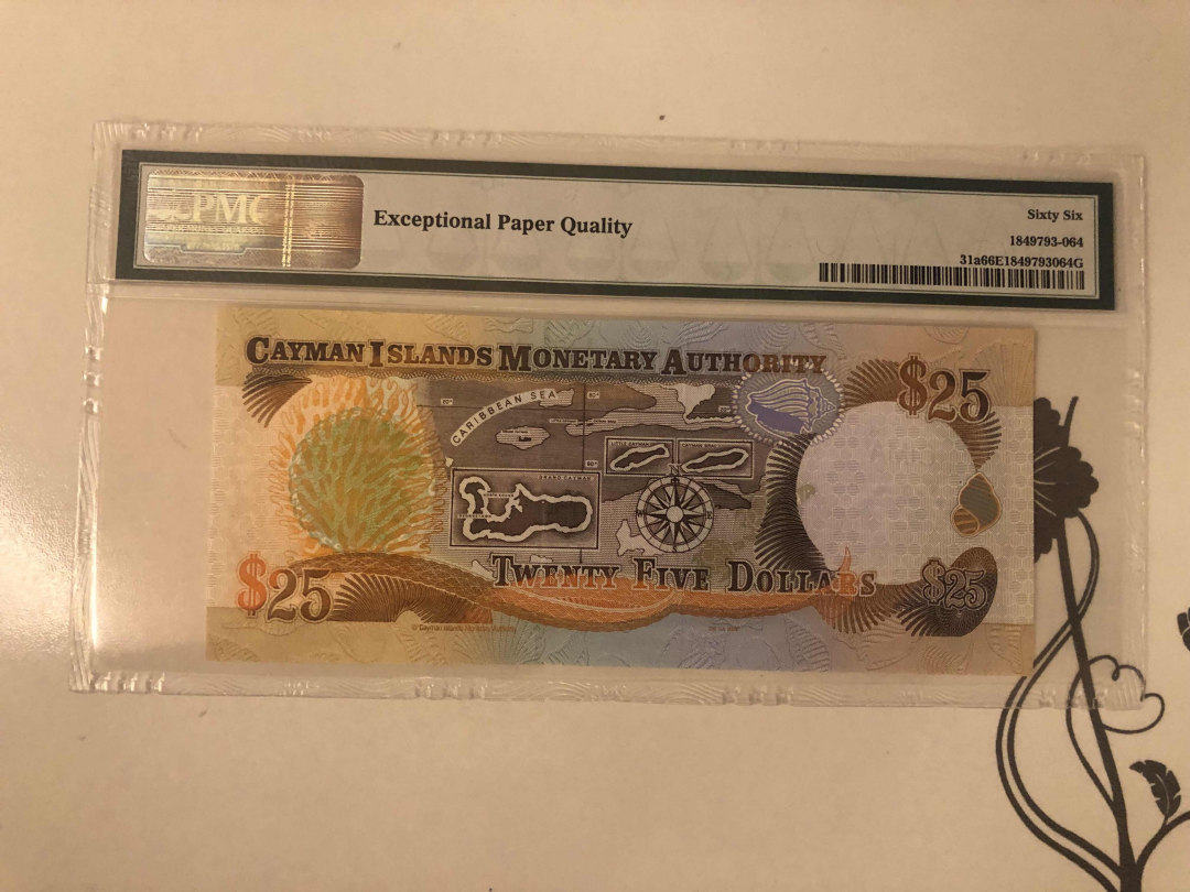 收藏联盟第九十七期拍卖 2003年开曼群岛25元 PMG66E