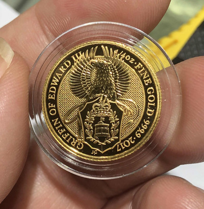 【随心拍&GetCoin】现代金银币拍卖第三十期 英国2018年女王神兽系列金币[3] 威尔士鹰 1/4盎司