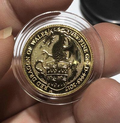 【随心拍&GetCoin】现代金银币拍卖第三十期 英国2018年女王神兽系列金币[3] 威尔士红龙 1/4盎司