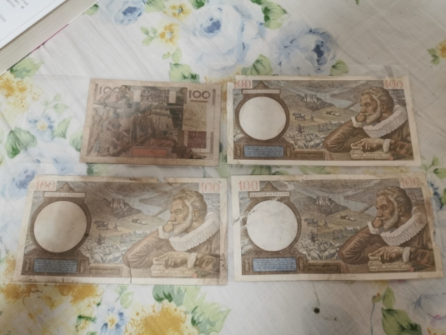 【鲸贝乐淘】千字文·第“剑号巨阙”号拍卖 【法国】老版法朗十张，流通品相，六到八品