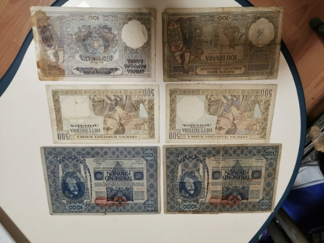 【鲸贝乐淘】千字文·第“剑号巨阙”号拍卖 【奥匈帝国、南斯拉夫、塞尔维亚】流通品旧币六张，大票幅，6到8品