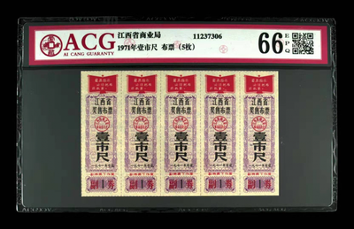 华伟收藏 第10期 “百年中华 问何为杂”拍卖 - 1971年壹市尺 布票