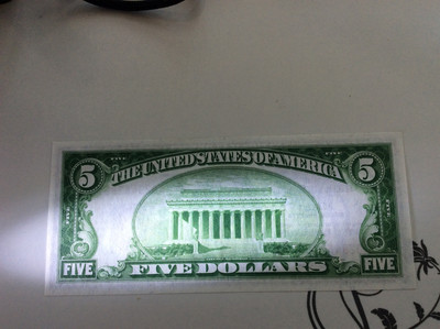 【收藏联盟】第九十八期拍卖 - 美国 1929年 5美金 AA冠 全新UNC 国民券 林肯总统