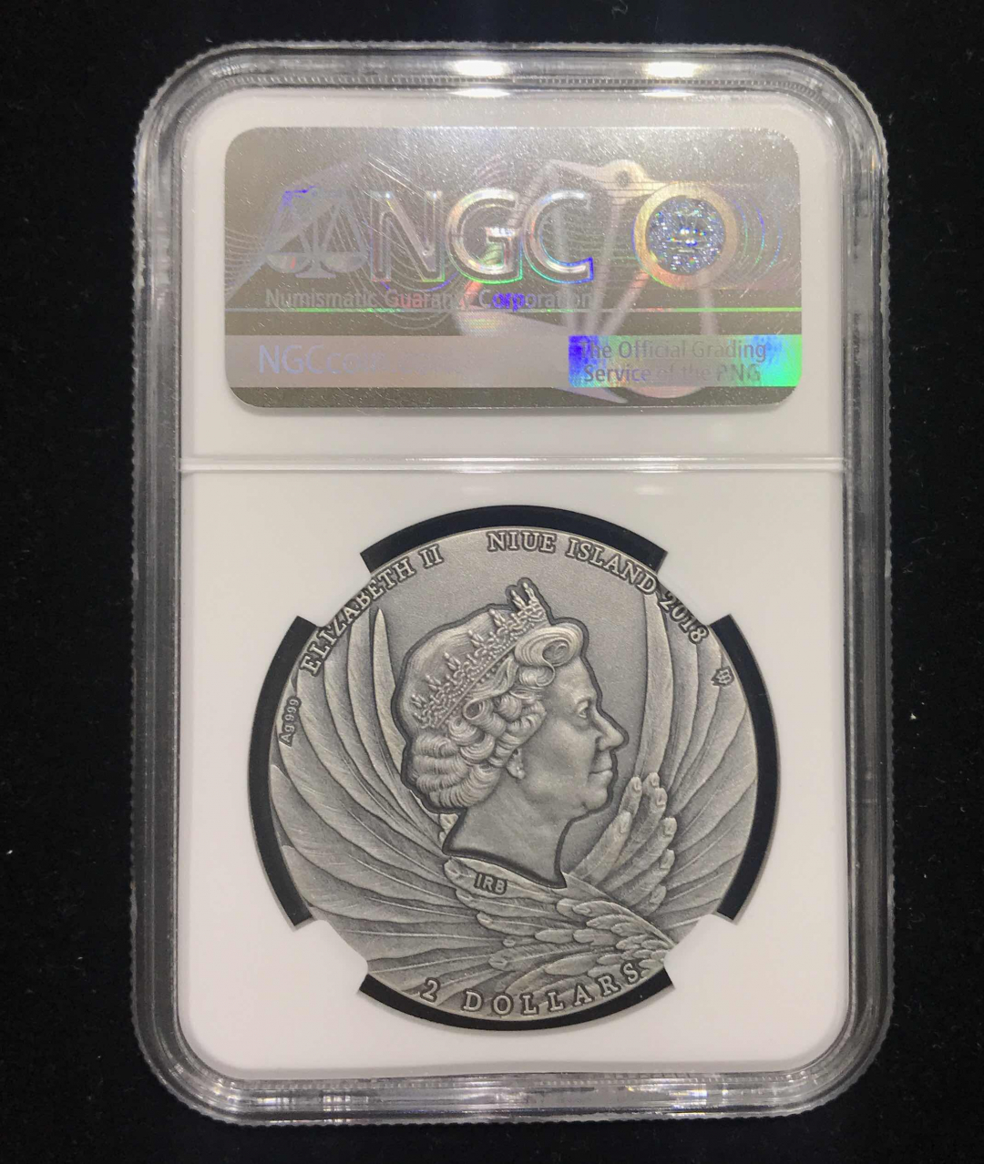 【随心拍&GetCoin】现代金银币拍卖第三十二期 纽埃2018年菲律宾鹰大展宏图镶嵌水晶仿古纪念银币首期蓝标NGC70