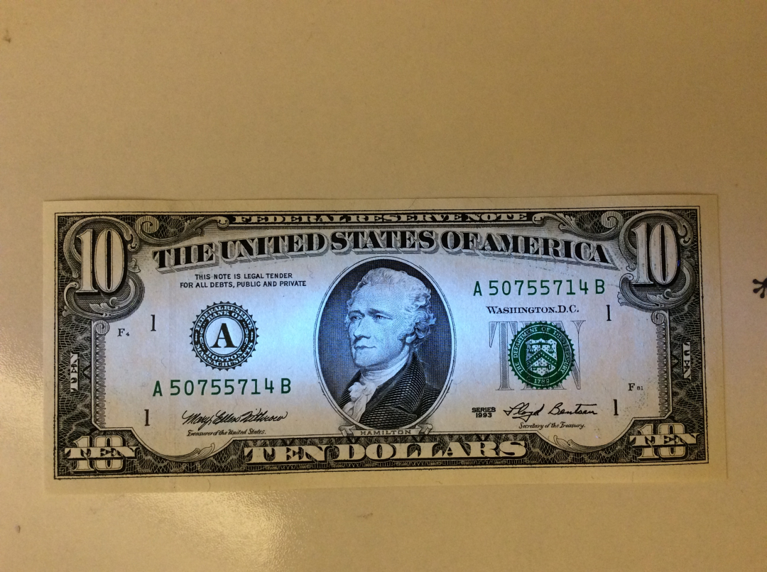 【收藏联盟】第九十九期拍卖 【一组3张】美国 1993年 5美金、10美金*2 UNC 汉密尔顿/林肯