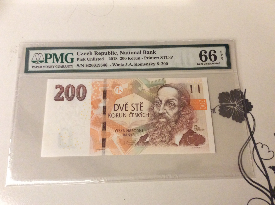 【收藏联盟】第九十九期拍卖 捷克 2018年 200克朗 PMG66EPQ 