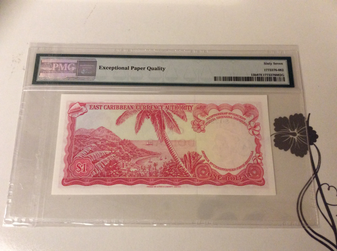 【收藏联盟】第九十九期拍卖 东加勒比 1965年1元 安提瓜 PMG67EPQ 高分 戎装女王