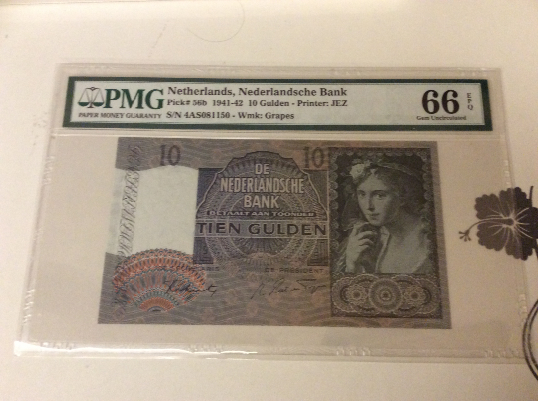 【收藏联盟】第九十九期拍卖 荷兰1941年10盾 PMG66EPQ  p56