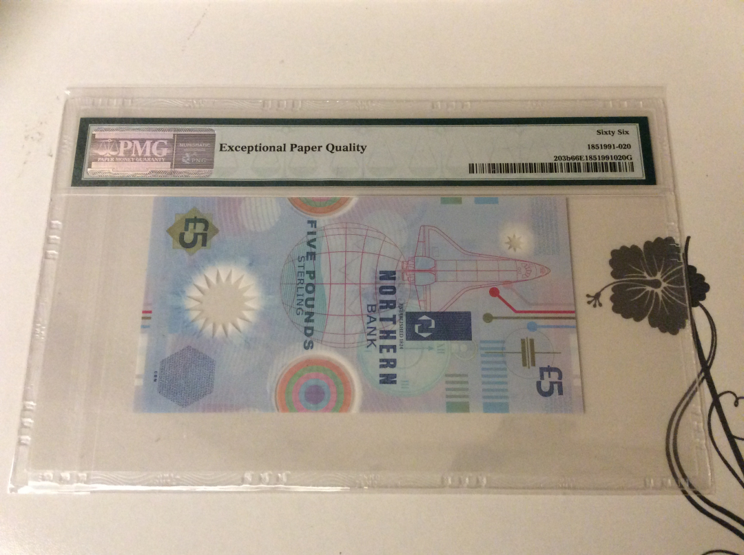 【收藏联盟】第九十九期拍卖 北爱尔兰2000年5镑塑料钞 千禧纪念钞 PMG66EPQ 