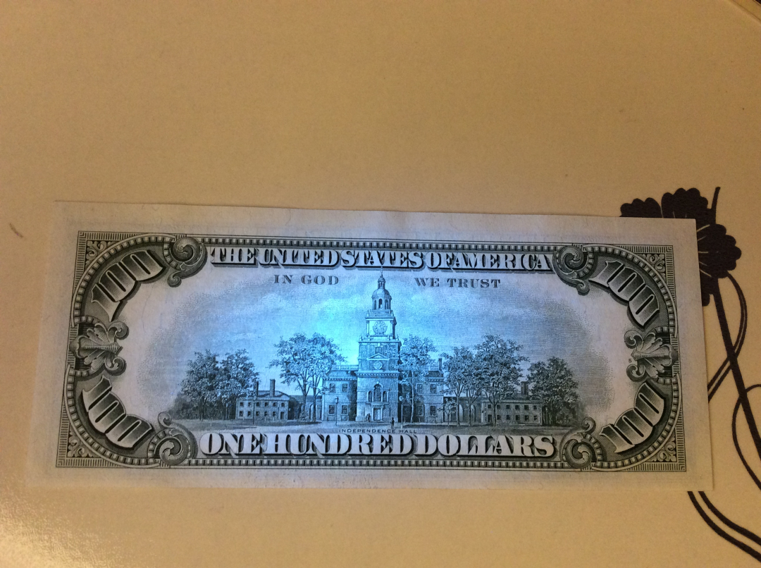 【收藏联盟】第九十九期拍卖 美国 1963年 100美金UNC- 富兰克林 小头版 182尾 AA冠