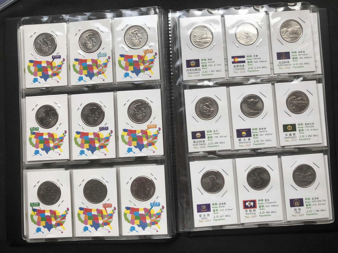 【币观天下】第八十四期钱币拍卖 【美国】1999-2009年美国50州+6个美属地流通纪念币全套礼册装【d版】