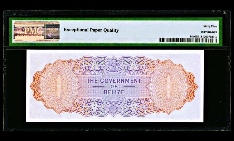 【收藏联盟】第九十九期拍卖 伯利兹 1975年 2元 p34b pmg65EPQ 绝品 大冠女王 性价比