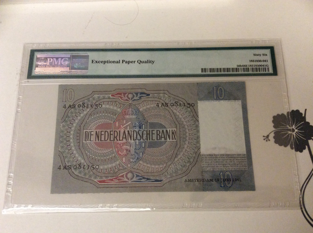 【收藏联盟】第九十九期拍卖 荷兰1941年10盾 PMG66EPQ  p56