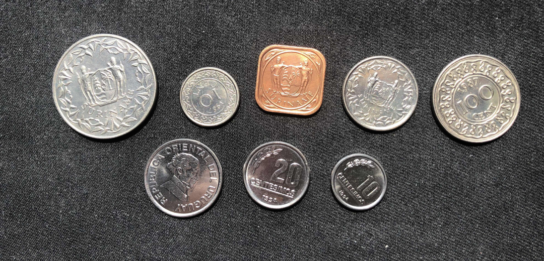 【币观天下】第八十四期钱币拍卖 【苏里南硬币5枚+乌拉圭硬币3枚】