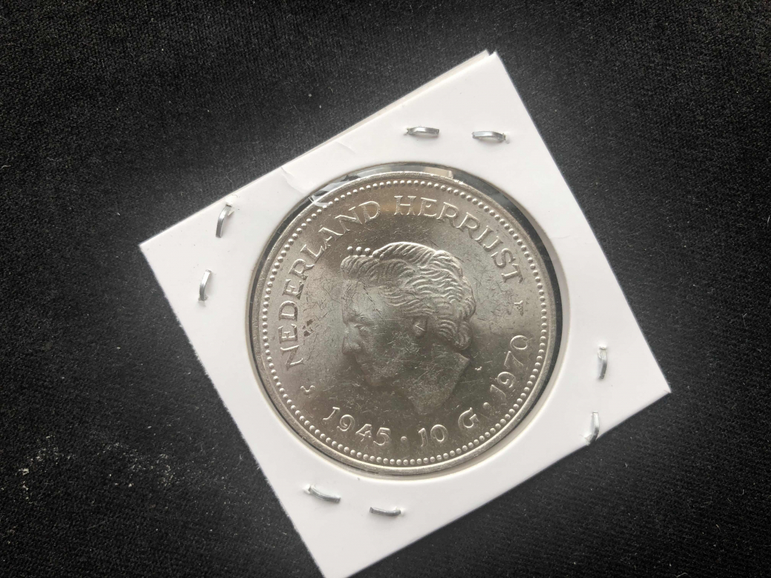 【币观天下】第八十四期钱币拍卖 【荷兰】荷兰10盾大银币 1970年 纪念二战胜利25周年 双女王头像