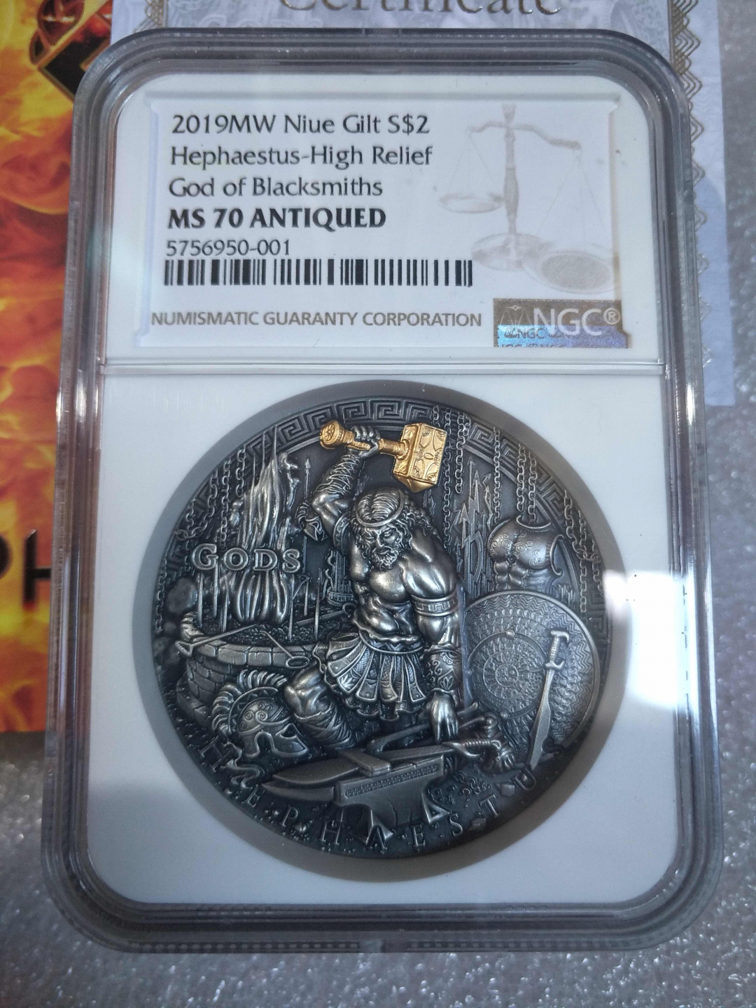 【币观天下】第八十四期钱币拍卖 【纽埃】火神2oz银币【粽标ngc70】