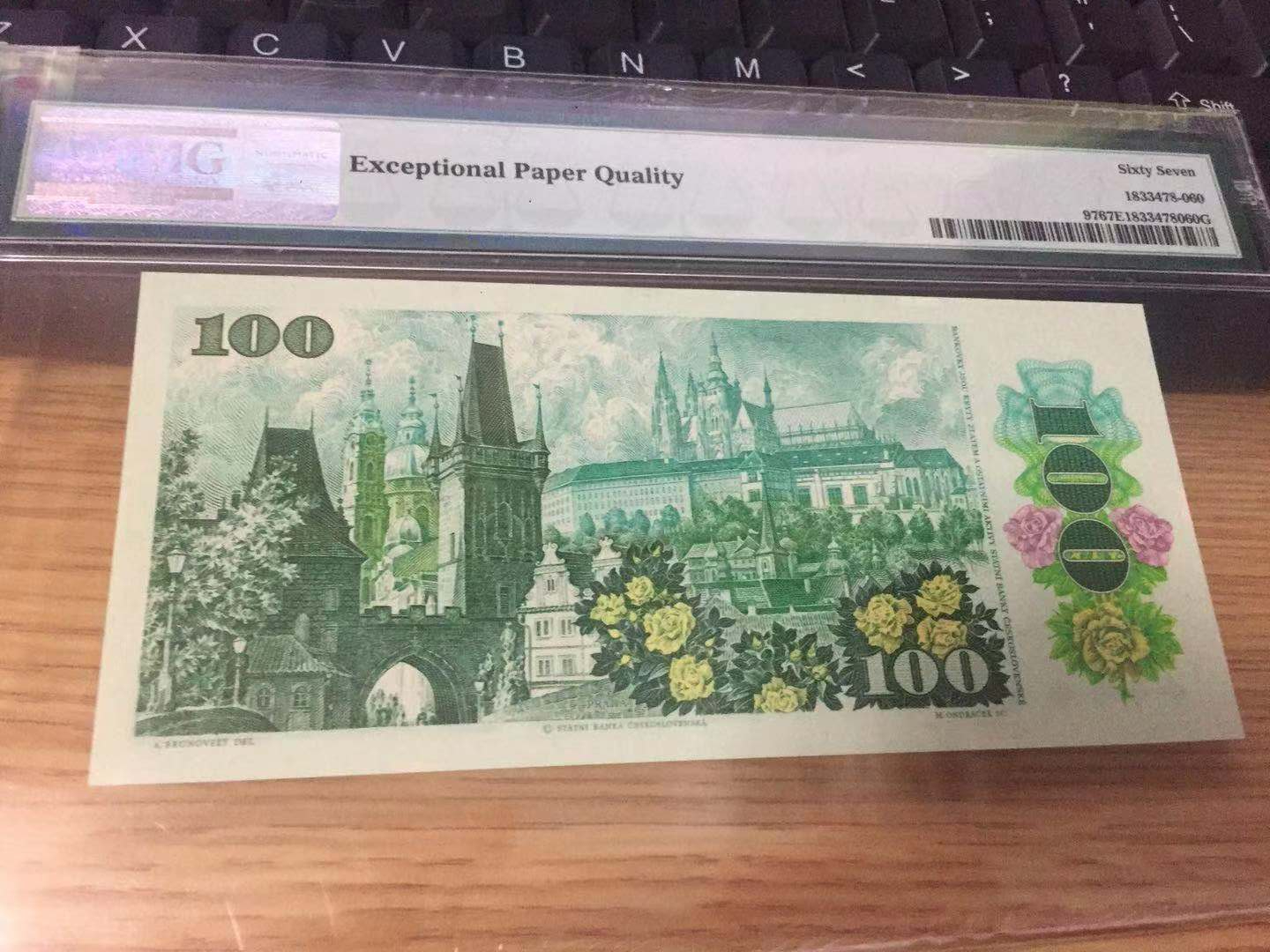 CICE展销会【收藏联盟】第100期拍卖——921感恩大拍 捷克斯洛伐克 1989年 100克朗 p97 经典布拉格之春 PMG67EPQ