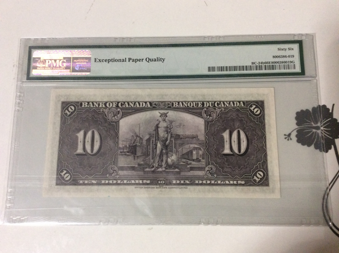 CICE展销会【收藏联盟】第100期拍卖——921感恩大拍 加拿大 1937年 10元 PMG66EPQ 该分难评 较高值 双面雕刻 实物非常细腻
