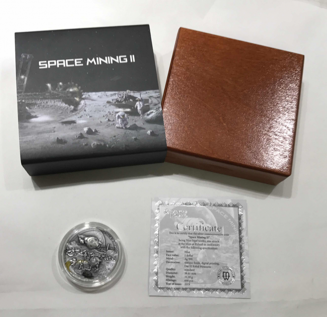 【随心拍&GetCoins】🌟广州展销会CICE专场🌟现代金银币拍卖第三十四期 纽埃2019年太空采矿系列2镶嵌陨石达尔卡哈尔银币