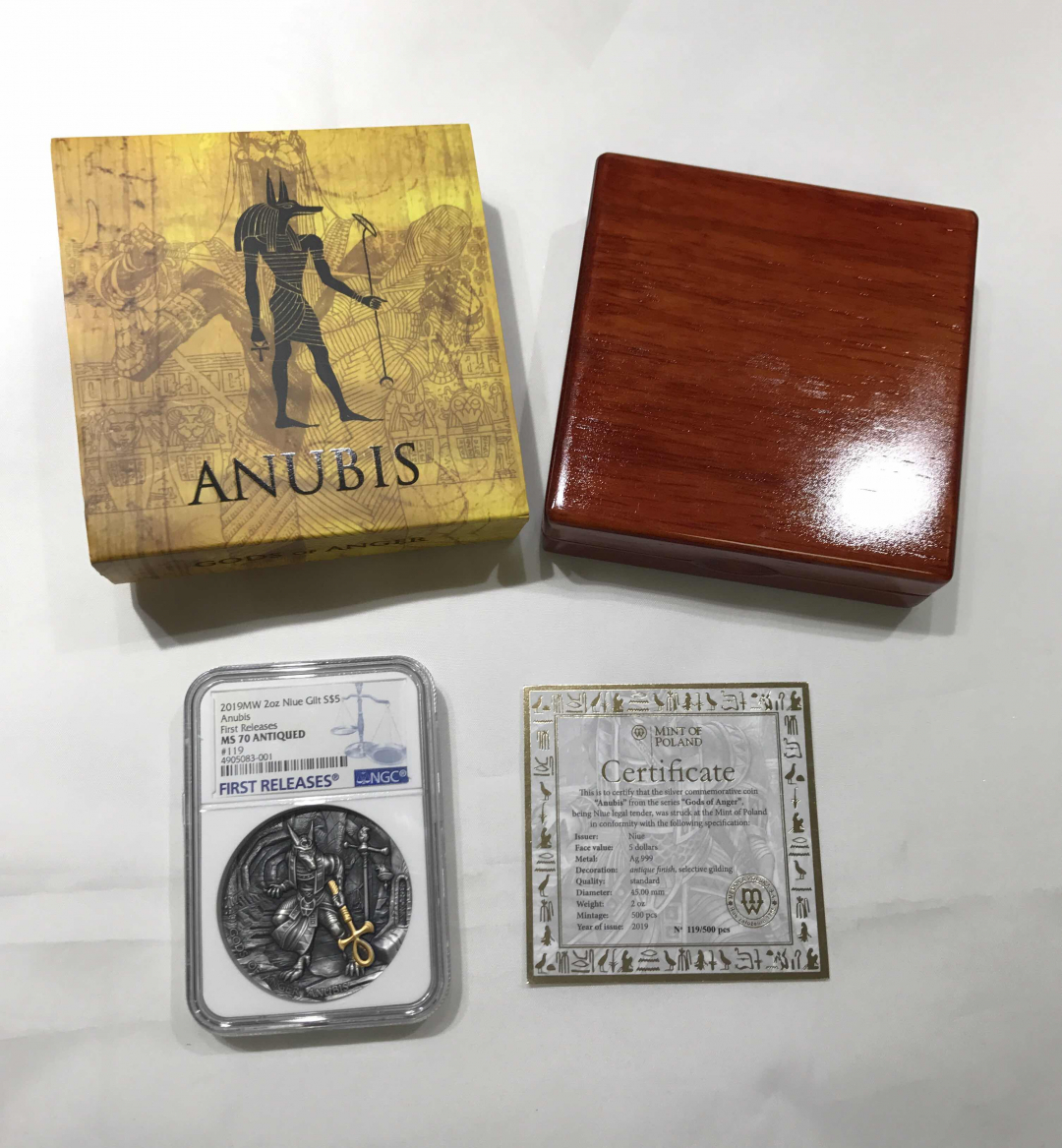 【随心拍&GetCoins】🌟广州展销会CICE专场🌟现代金银币拍卖第三十四期 纽埃2019年愤怒之神系列1埃及神阿努比斯2盎司银币NGC70首期蓝标