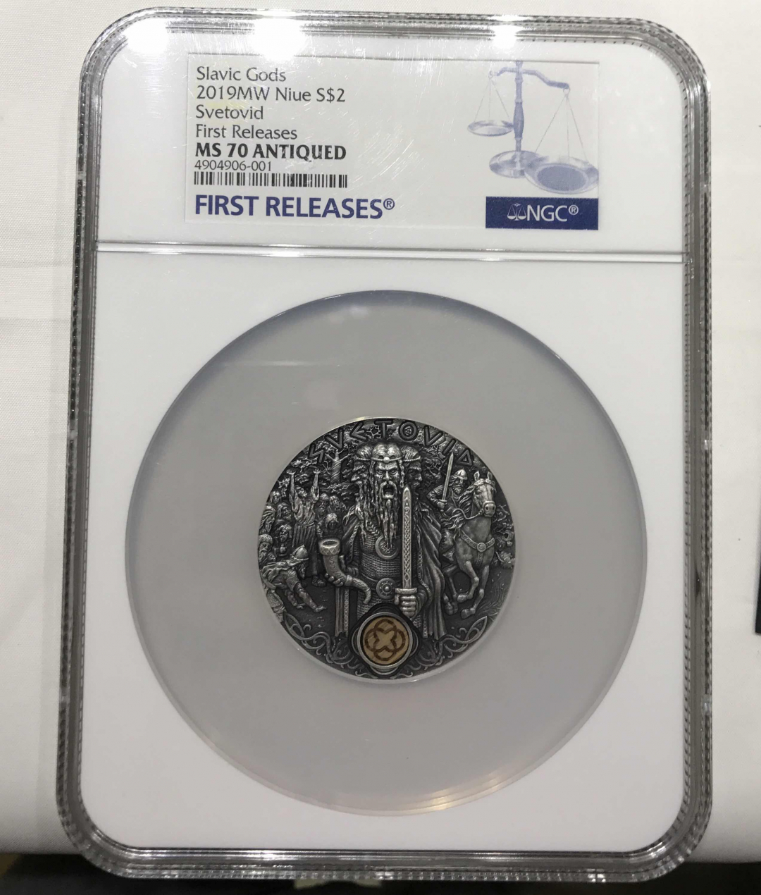 【随心拍&GetCoins】🌟广州展销会CICE专场🌟现代金银币拍卖第三十四期 纽埃2019年斯拉夫神系列2战神斯韦托维德2盎司银币NGC70首期蓝标