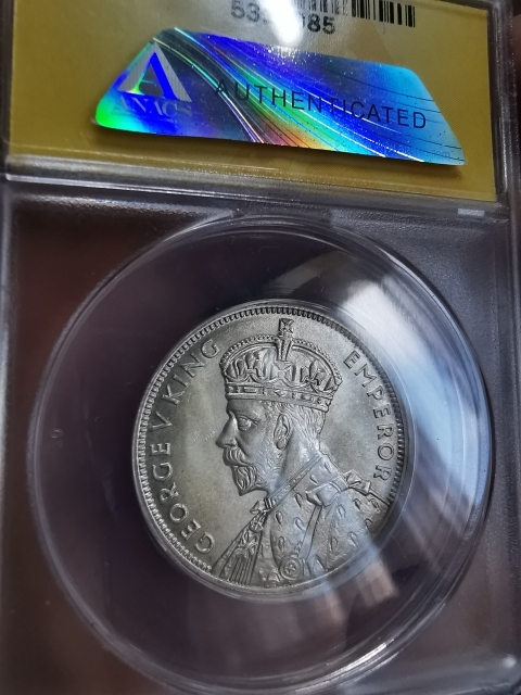 凡希社世界钱币微拍第九十七期 1934英属毛里求斯乔五卢比ANACS-MS65