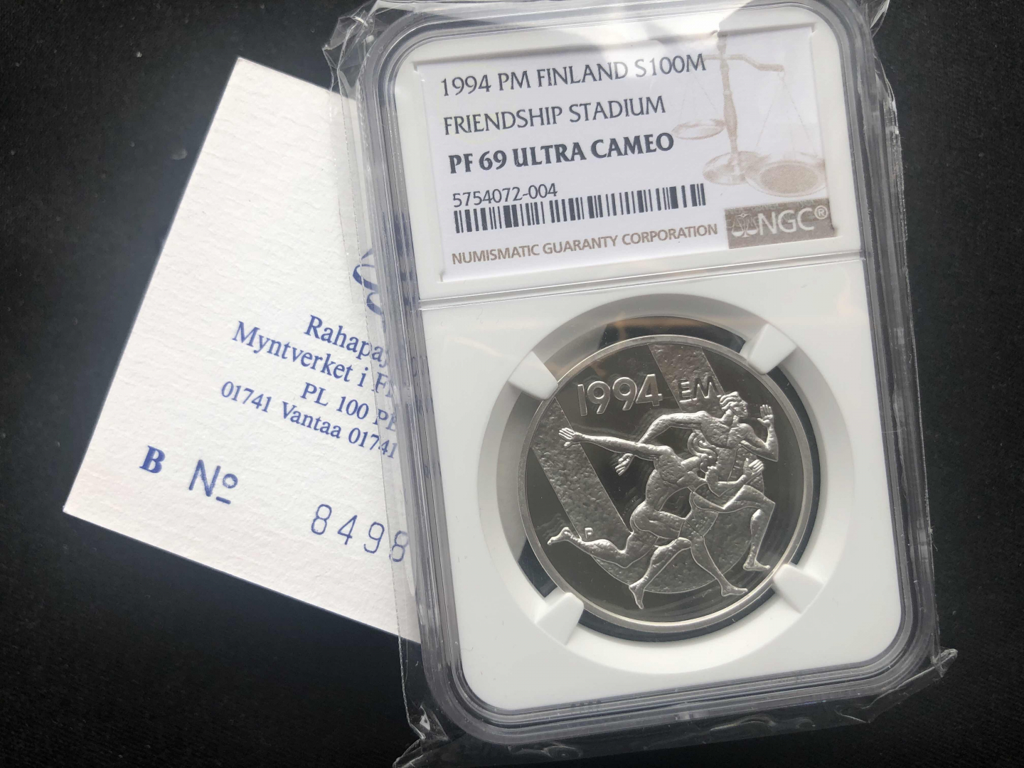 【随心拍&GetCoins】🌟广州展销会CICE专场🌟现代金银币拍卖第三十四期 【芬兰】1994年欧洲田径锦标赛【ngc69】【获奖币】