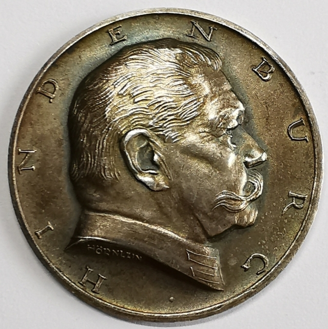 凡希社世界钱币微拍第九十七期 1927兴登堡诞辰80周年纪念银章19.5克UNC