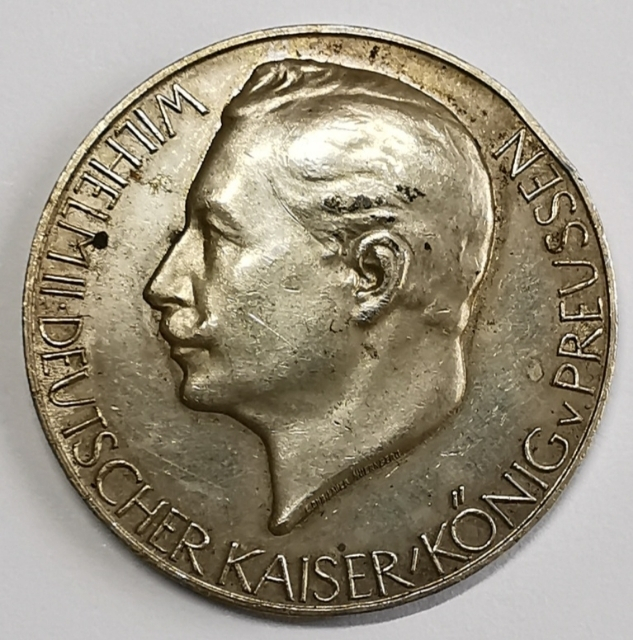 凡希社世界钱币微拍第九十七期 1914德国德皇威廉一战纪念银章AU