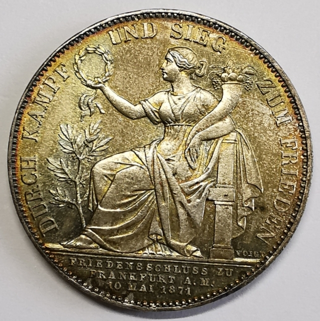 凡希社世界钱币微拍第九十七期 1871巴伐利亚胜利泰勒UNC