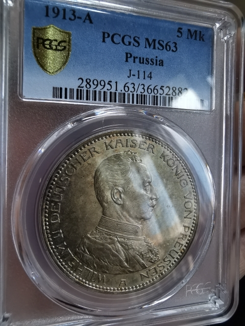 凡希社世界钱币微拍第九十七期 1913德国普鲁士5马克PCGS-MS63