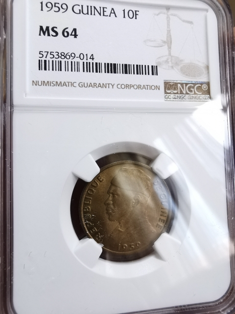 凡希社世界钱币微拍第九十七期 1959几内亚10法郎NGC-MS64